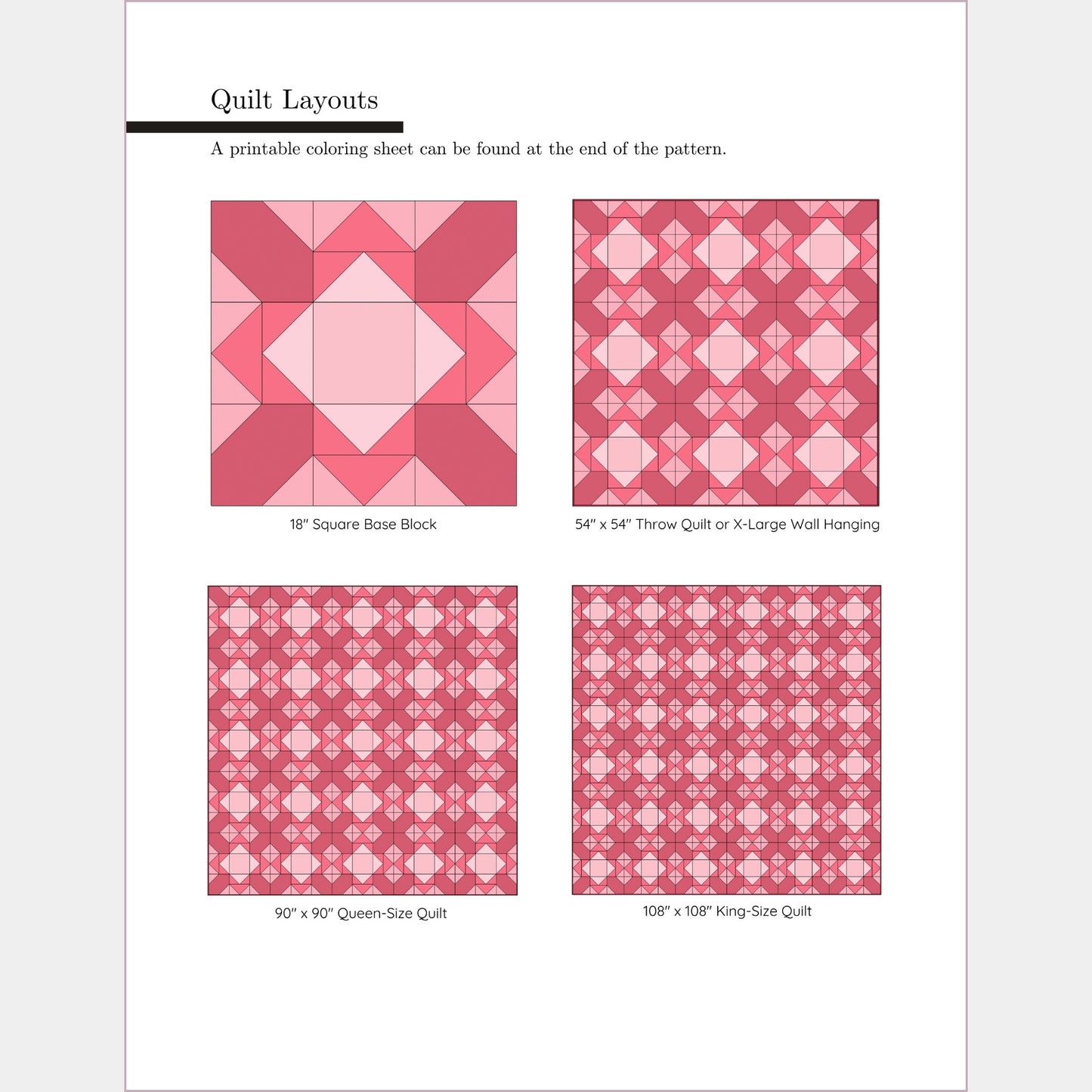 A printable coloring sheet is included in the pattern