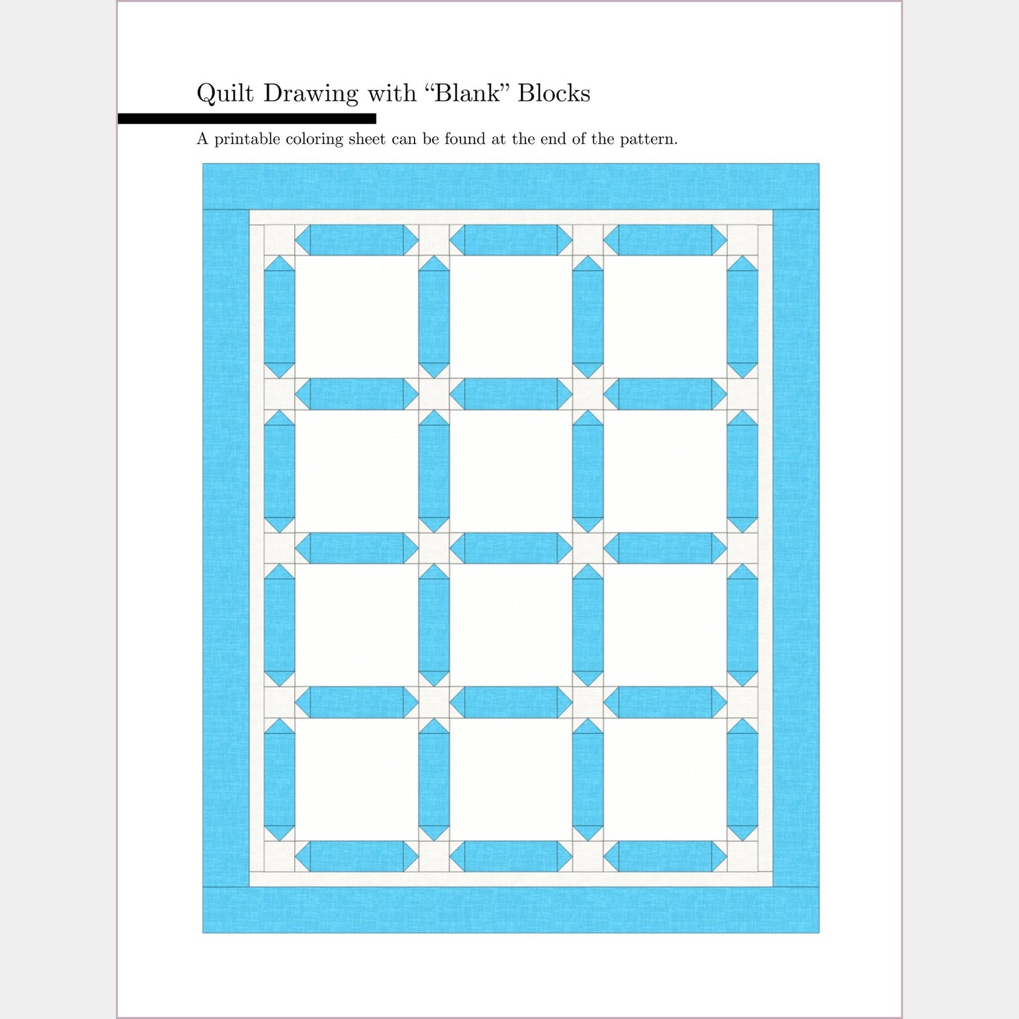 Pattern includes a printable coloring sheet