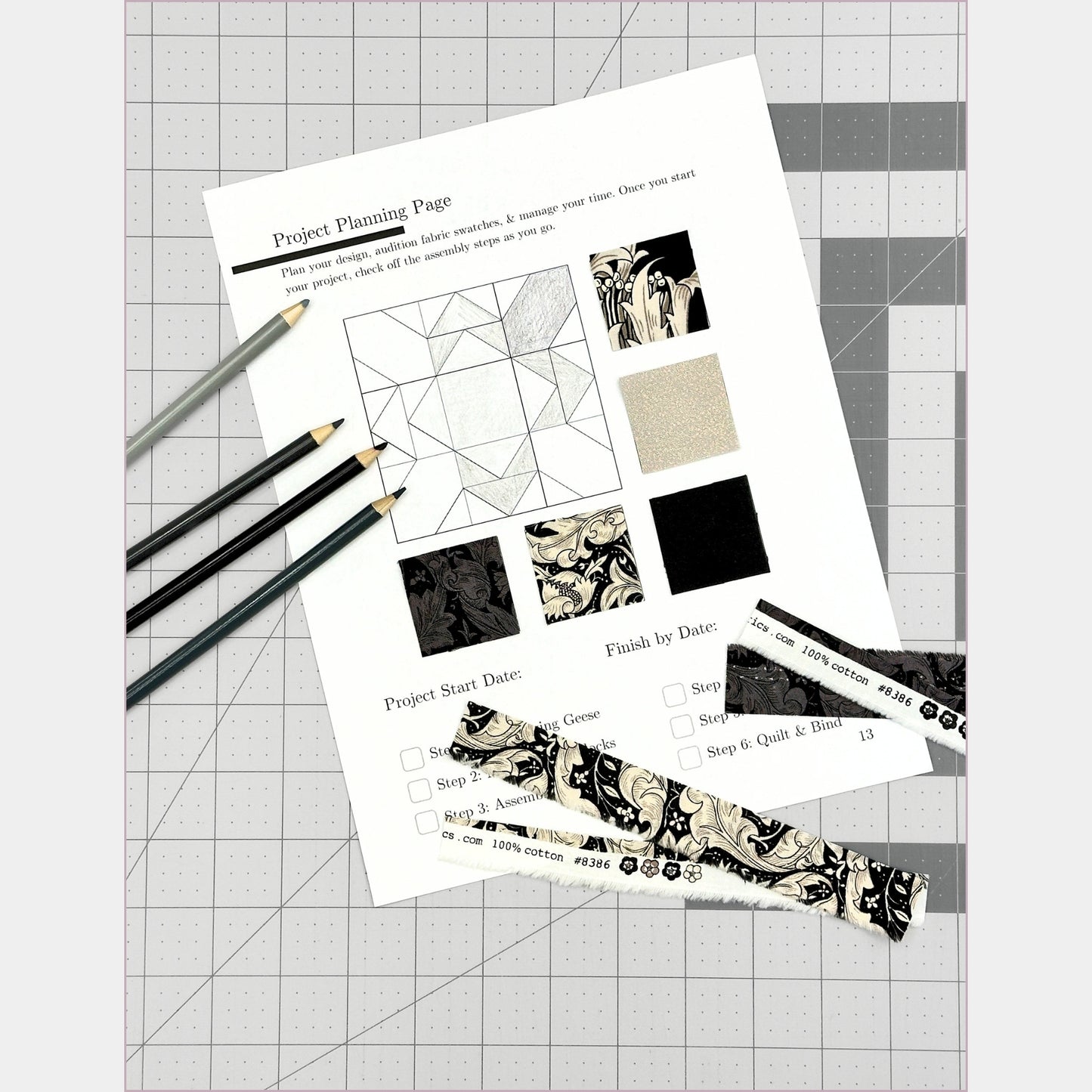 project planning page included in pattern.