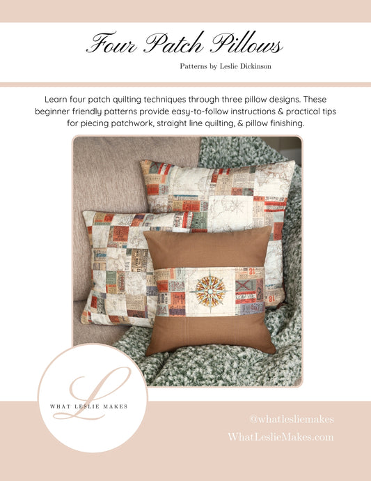 Four Patch Pillow Patterns - Set of 3 Patterns (Digital Download)