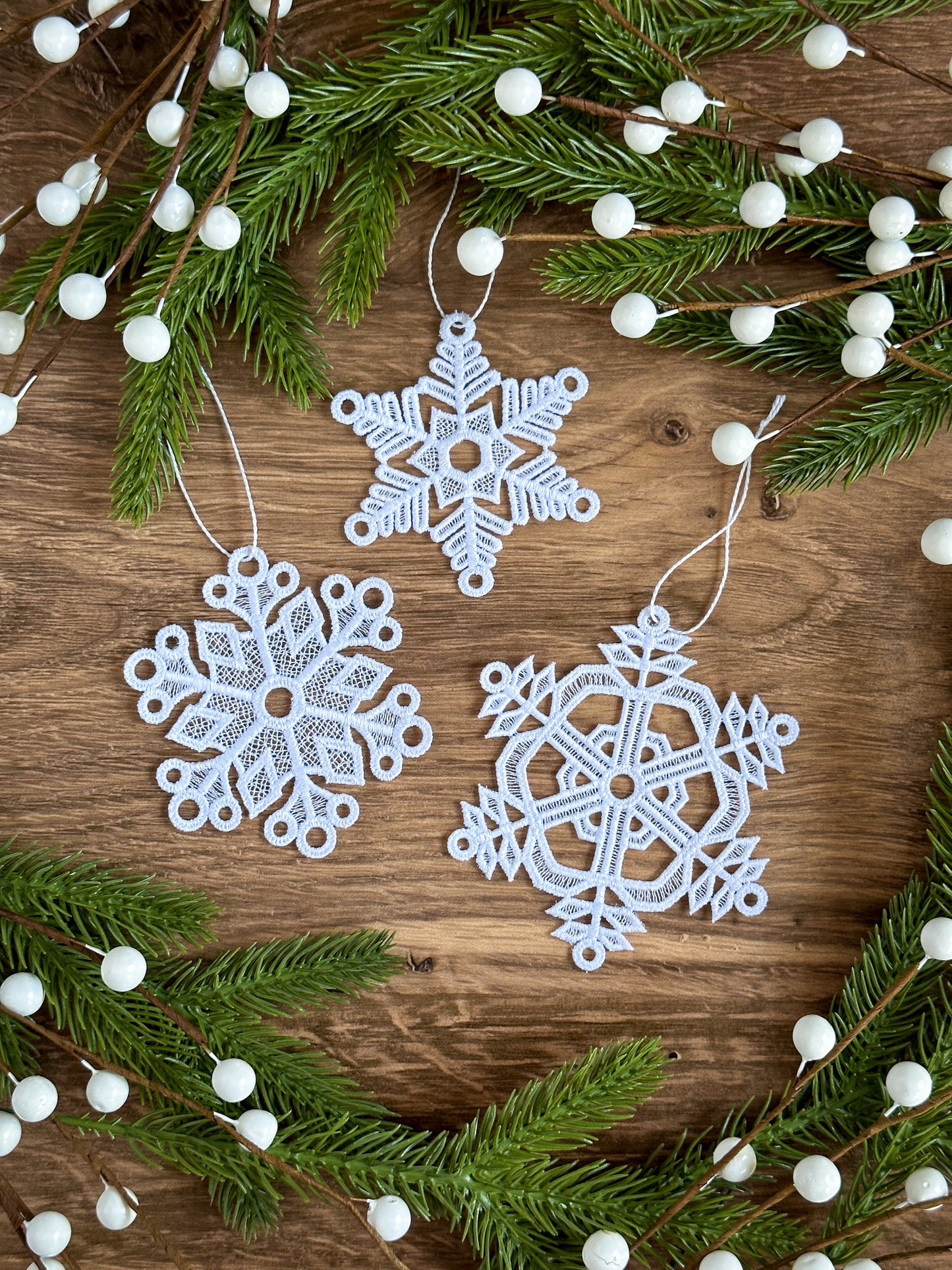Embroidered Lace Snowflake Ornaments