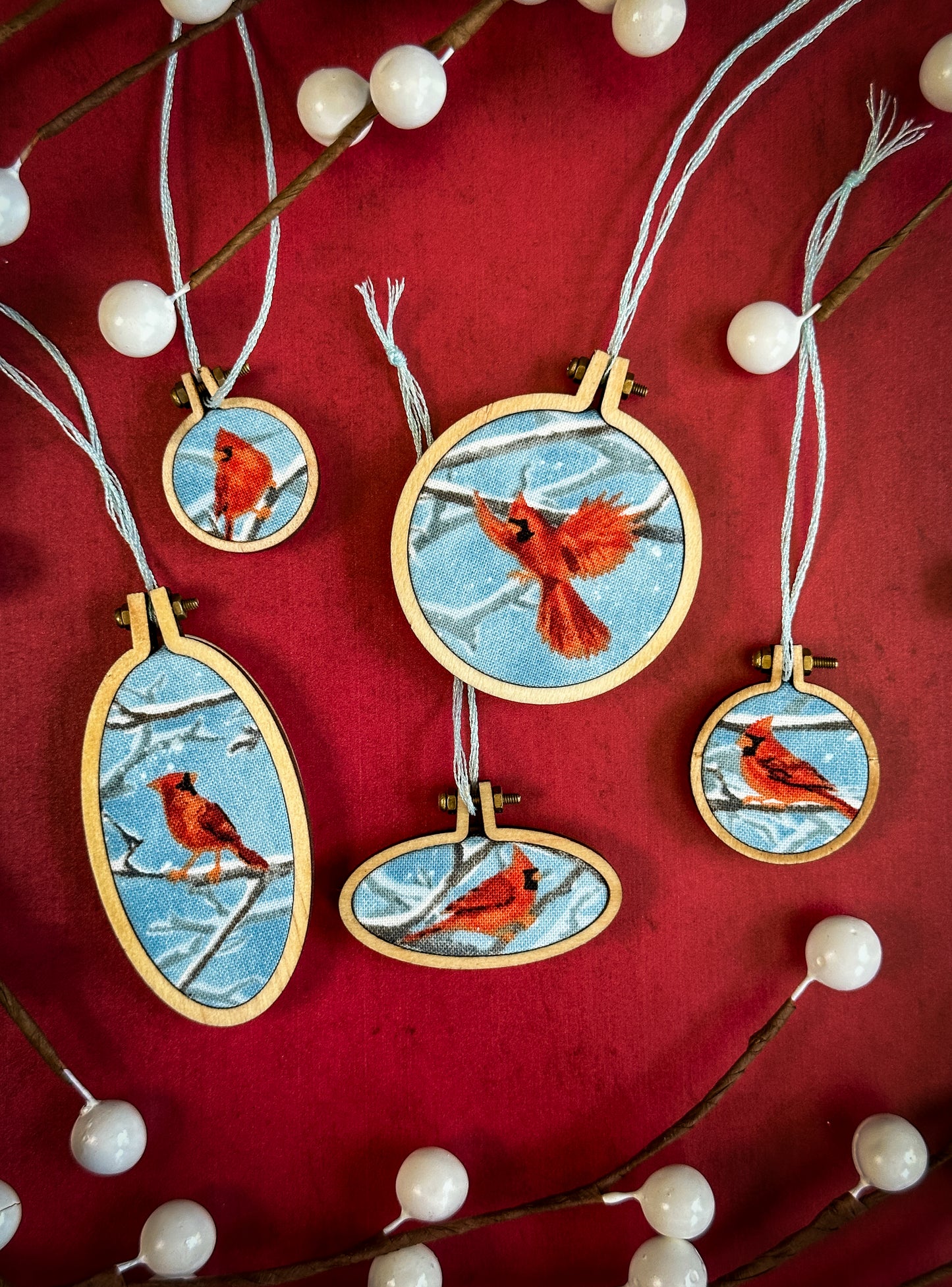 Small Cardinal Ornaments, Set of 5