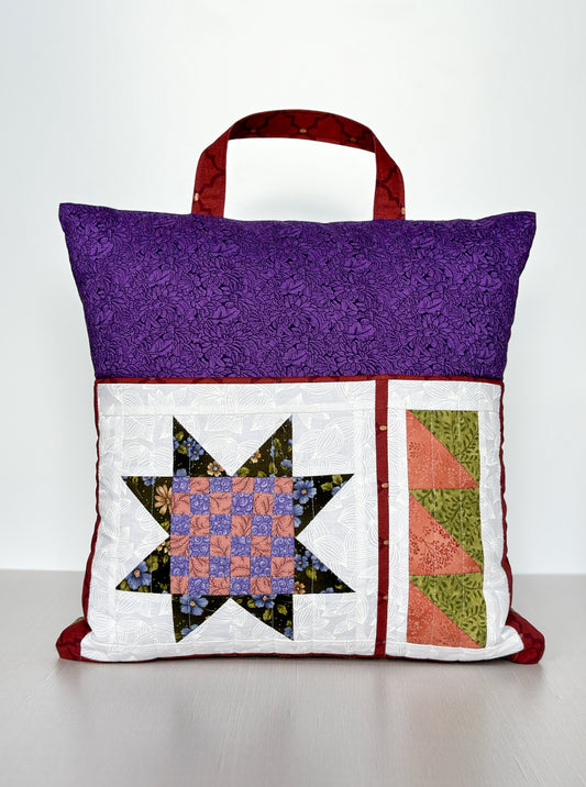 Patchwork Pillow with Pockets & Carry Handle