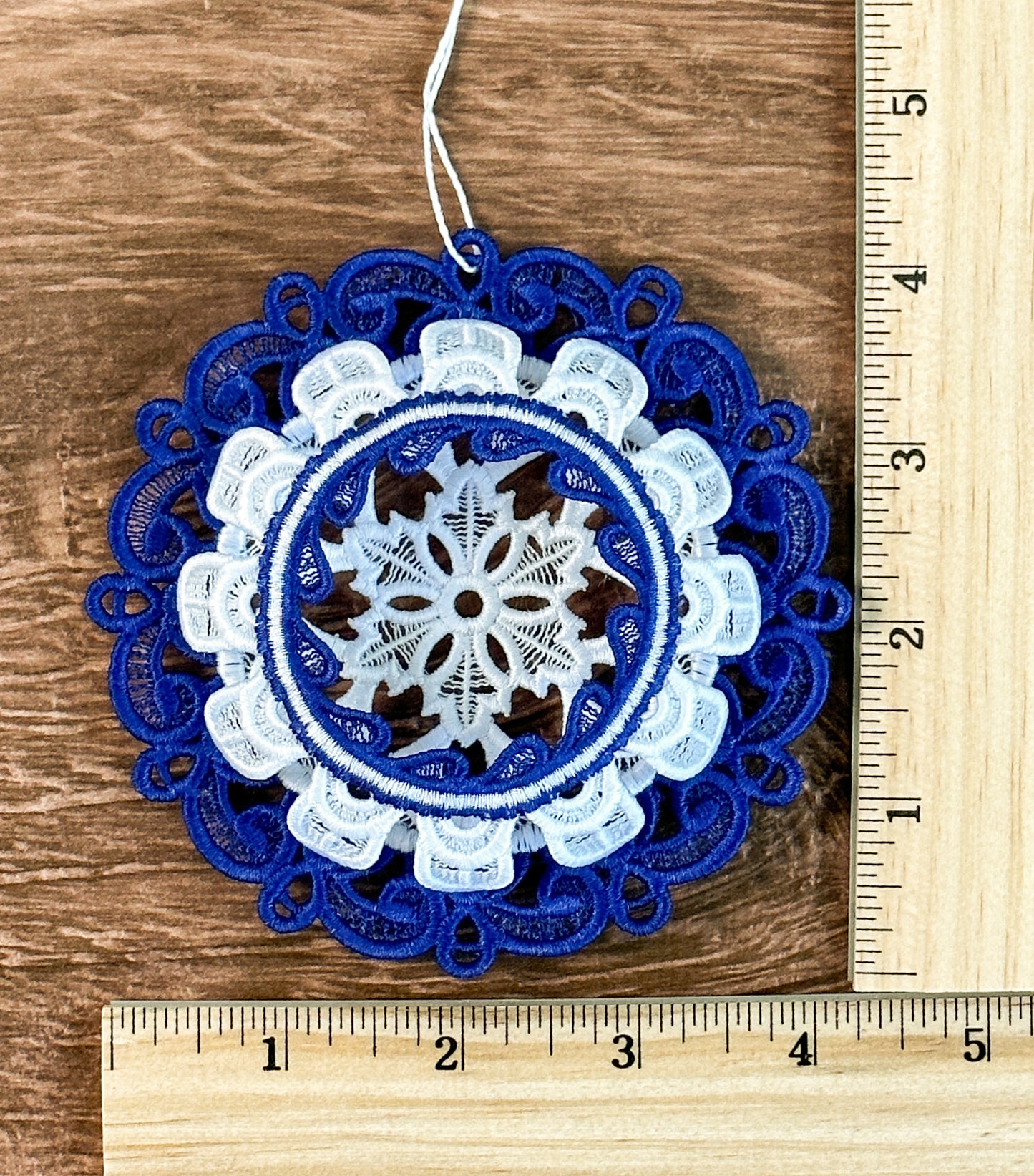 Large Vintage-Style Blue & White 3D Holiday Ornaments