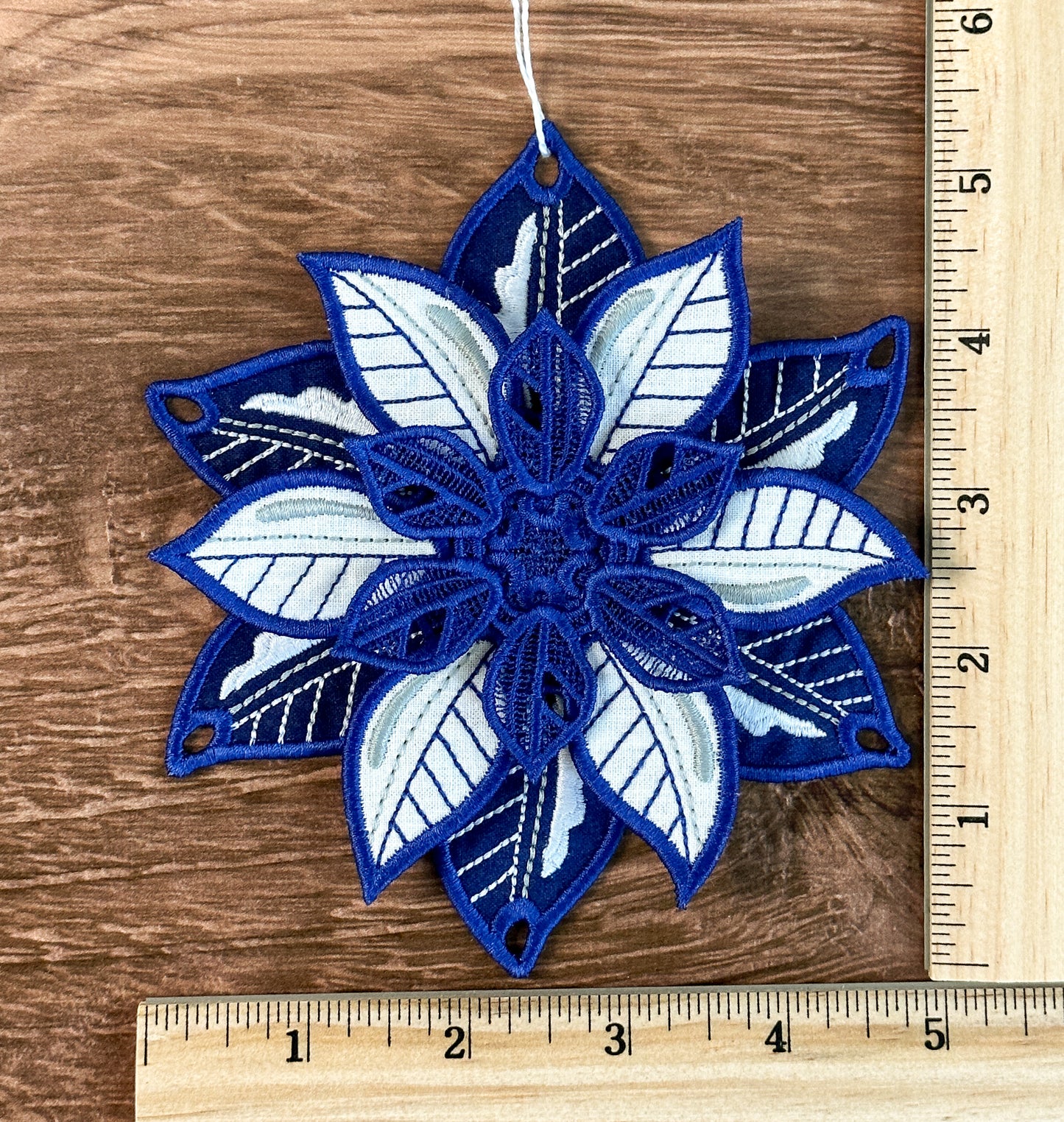 Large Vintage-Style Blue & White 3D Holiday Ornaments