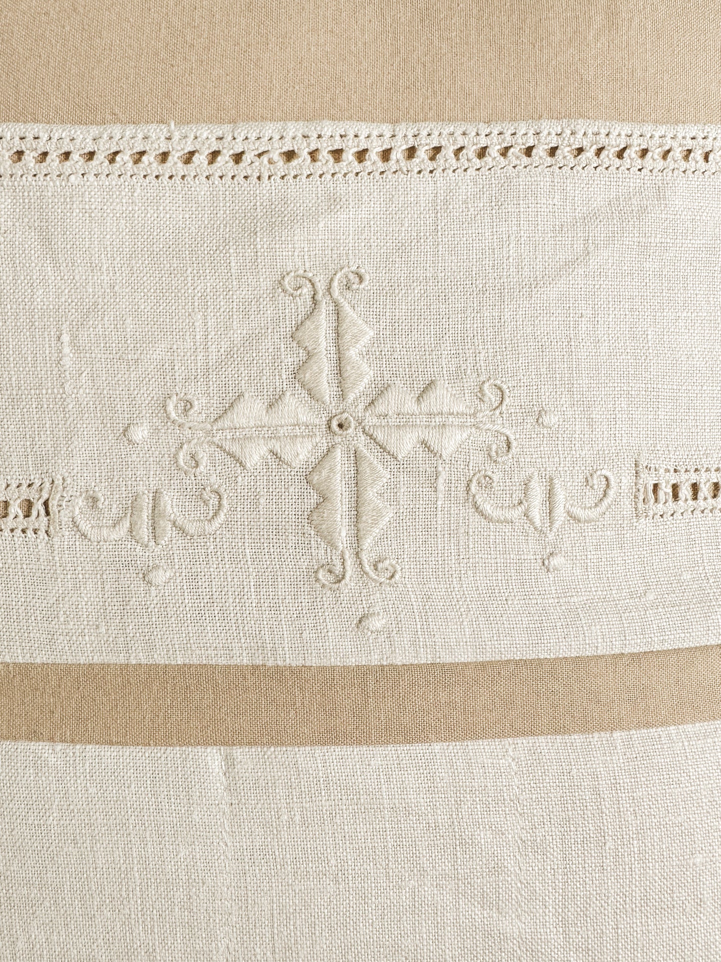 Vintage Linen Throw Pillow with Pocket & Carry Handle